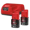 Енергокомплект Li-Ion MILWAUKEE, M12 NRG-202 (зарядний пристрій С12, 2 акумулятори В2 2Аг, картонне пакуванння)