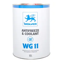 Рідина охолоджуюча WOLVER "NEW" ANTIFREEZE Universal WG11 10л (-38C) СИНІЙ (банка), Об'єм, л: 10, Колір: синій