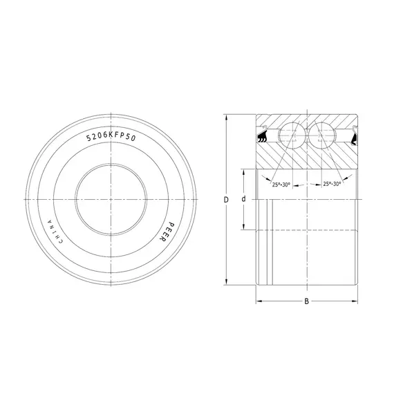 Підшипник 5206 KFP50 (PER.5206RRP50) PEER
