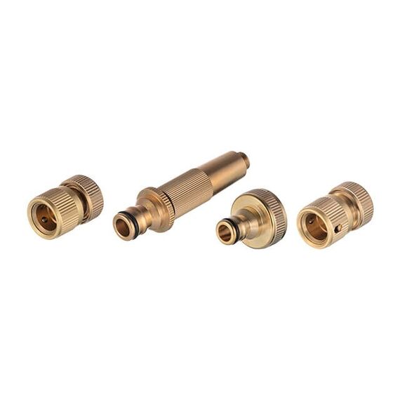 Комплект насадка для полива 1/2", коннектор с аквастопом 1/2" для шланга 1/2", адаптер 1/2 и 3/4 латунная INTERTOOL GE-1426