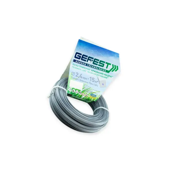 Леска косы 2.4 мм 15 метров квадрат двойной с кордом  (GEFEST) 328122