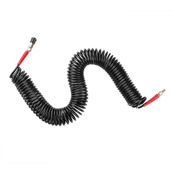 Шланг BLACK M-Flex 5.5х8мм 20м спиральный полиуретановый с поворотным шарниром латунными быстроразъемными соединениями STORM