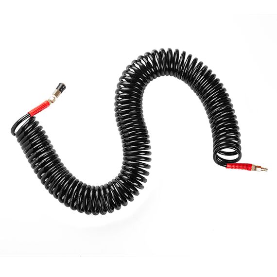 Шланг BLACK M-Flex 8х12мм 20м спиральный полиуретановый с поворотным шарниром латунными быстроразъемными соединениями STORM
