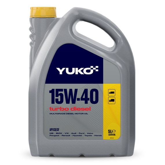 Олива моторна YUKO TURBO DIESEL 5л ПЕ 15W-40 API CD/SF 005738 / 482007024060, Об'єм, л: 5
