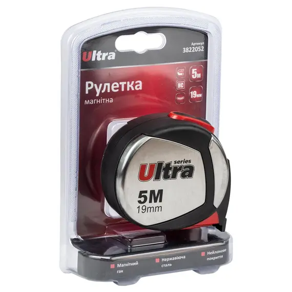 Рулетка магнітна нейлонове покриття 5м×19мм ULTRA (3822052), фотография 4