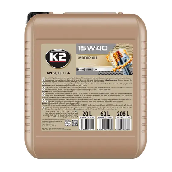 Масло моторное K2 SL/CF 15W-40 20 л (O25320E)