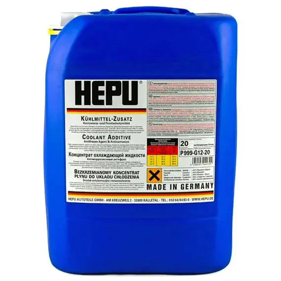 Жидкость охлаждающая HEPU Антифриз -38 °C G11 желтая концентрат 20 л (P999-020)