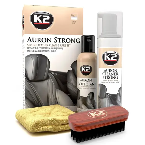 Набор для ухода за кожаной обивкой К2 Auron Strong Set с щеткой и микрофиброй (G421)