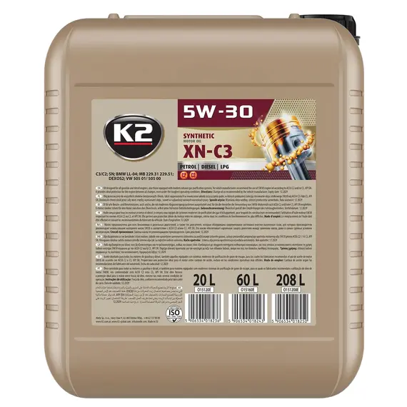 Олива моторна K2 Synthetic SN XN-C3 5W-30 20 л (O15120E)