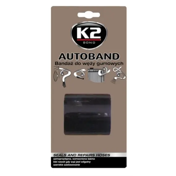 Лента клейкая высокотемпературная для ремонта резиновых шлангов K2 Autoband черная 5 см x 3 м (B3000)