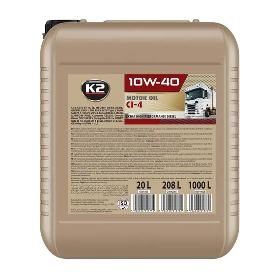 Олива моторна K2 CI-4 10W-40 20 л (O36920E)