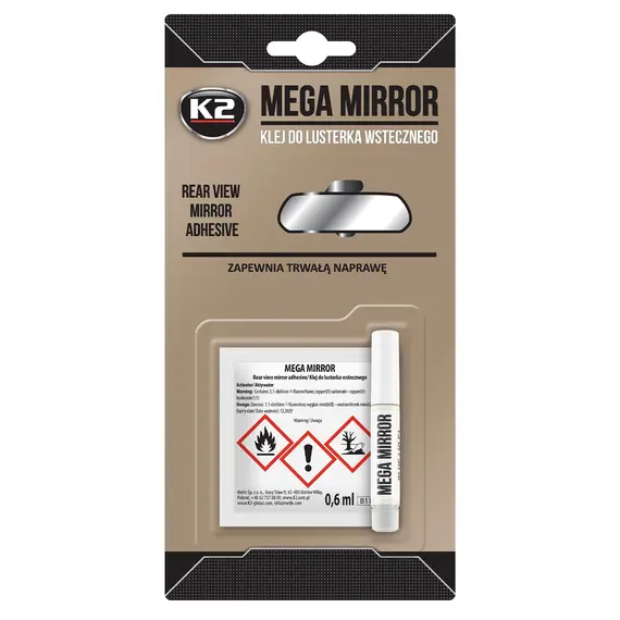 Клей для стекол и зеркал K2 Mega Mirror с активатором прозрачный 0,6 мл + 0,5 мл (B110)