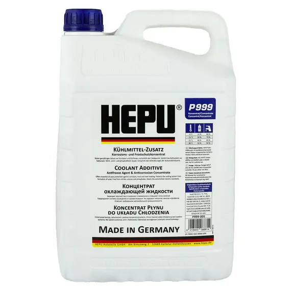 Жидкость охлаждающая HEPU Антифриз -38 °C G11 синяя концентрат 5 л (P999-005)