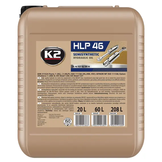Масло гидравлическое K2 HLP 46 Hydraulic 20 л (O68520E)