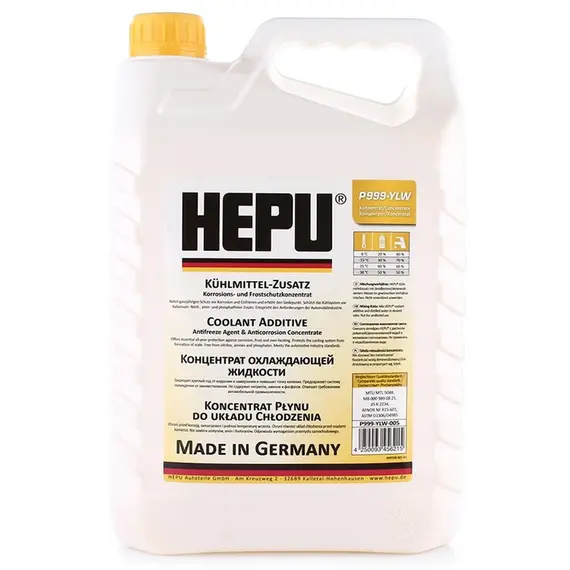 Жидкость охлаждающая HEPU Антифриз -38 °C G11 желтая концентрат 5 л (P999-005)