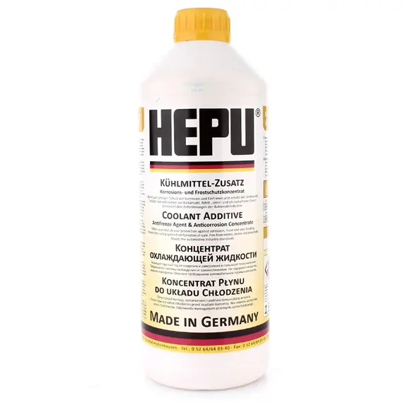 Жидкость охлаждающая HEPU Антифриз -38 °C G11 желтая концентрат 1,5 л (P999)