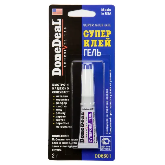 Суперклей гель универсальный Done Deal прозрачный 2 г (DD6601) Суперклей гель универсальный Done Deal прозрачный 2 г (DD6601)