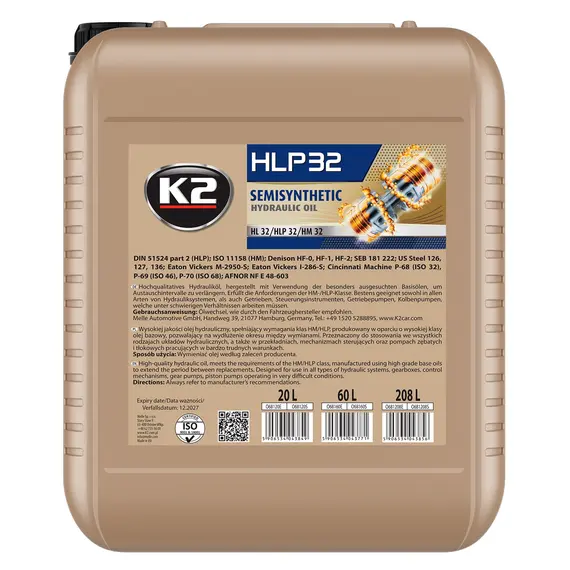Масло гидравлическое K2 HLP 32 Hydraulic 20 л (O68120E)