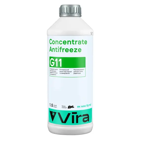 Жидкость охлаждающая VIRA Concentrate Antifreeze G11 зеленая концентрат 1,5 л (VI2002)