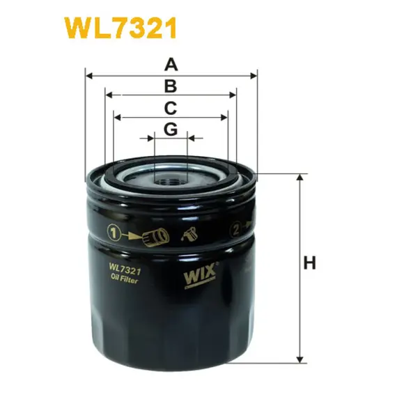Масляный фильтр Audi 80, A4 (B5/B6/B7), A6 (C4/C5), A6 II (4F/C6), A8 (4D), A8 II (4E), Wix Filters (WL7321)