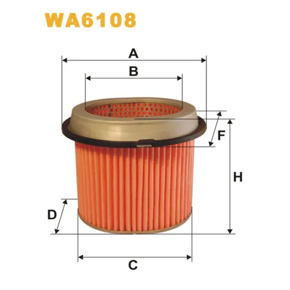 Фільтр повітря Hyundai Exel, Galloper, Grandeur, H 1, H 200, Lantra I, Pony, S Coupe Wix Filters (WA6108)