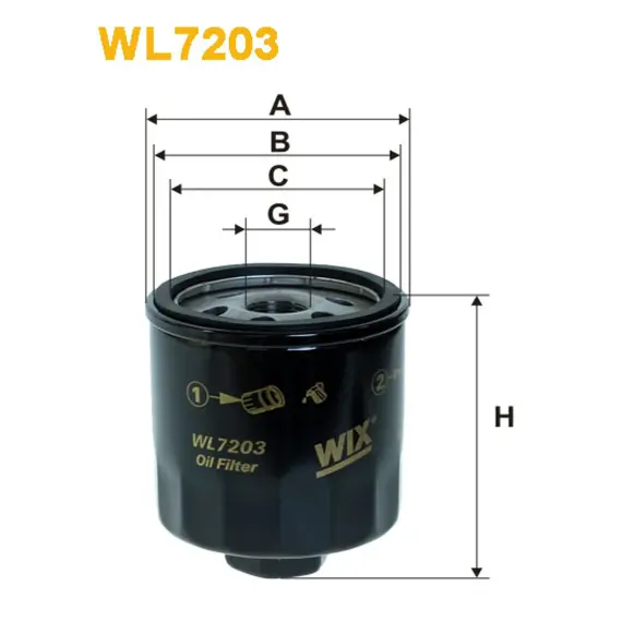 Фільтр оливи Audi A2; Seat Altea, Cordoba, Ibiza, Inca, Leon, Toledo; Skoda Fabia, Oct Wix Filters (WL7203)