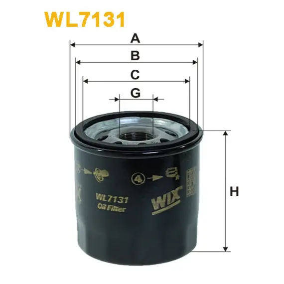 Масляный фильтр John Deere; Citroen; Daihatsu; Toyota Auris, Avensis, Aygo, Camry FF, Car Wix Filters (WL7131)