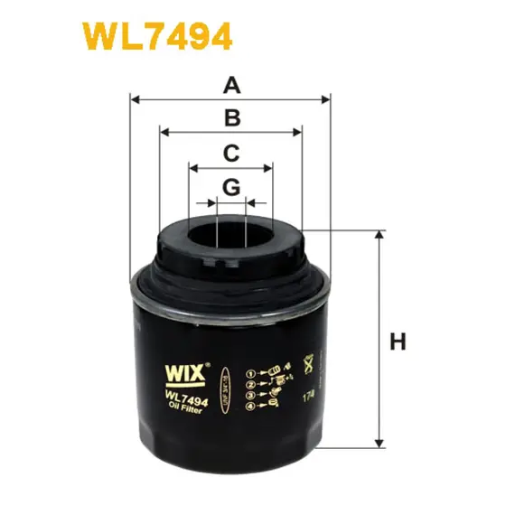 Масляный фильтр Audi, Seat, Skoda, Volkswagen 1.2TSI, 1.4TSI Wix Filters (WL7494)