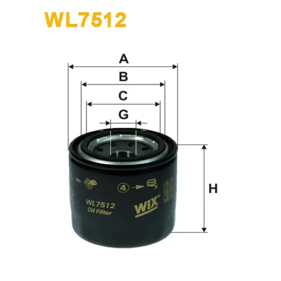 Масляный фильтр Hyundai i30 II, i40, ix20, ix35, Santa Fe III / Grand Santa Fe, Veloster; Wix Filters (WL7512)