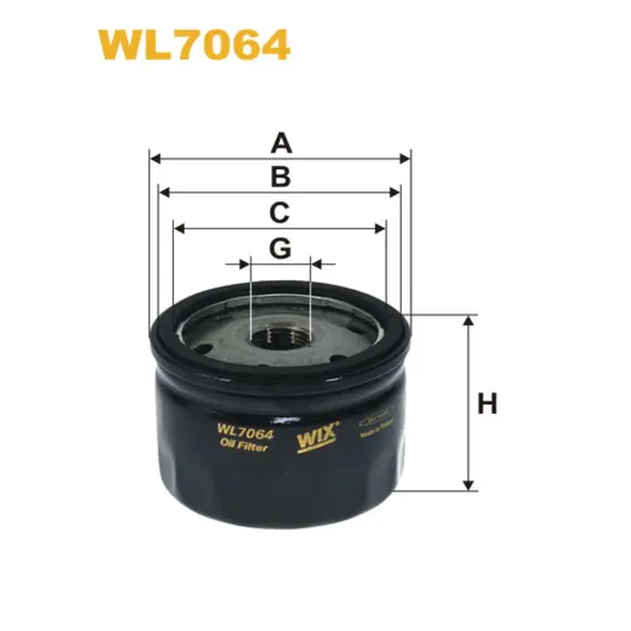 Фільтр оливи Agria; Ammann; Briggs&Stratton; Ferrari Tractors; Goldoni Tractors; Haulo Wix Filters (WL7064)