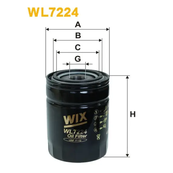 Масляный фильтр Wix Filters (WL7224) - (Fiat-Allis/Geotech/Hitachi WLandrover 88/109)