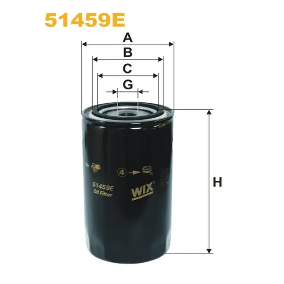 Фільтр оливи Bedford; Dodge; Leyland; Nissan; Pegaso; Renault (RVI);Volvo; Bobcat; Cas Wix Filters (51459E)