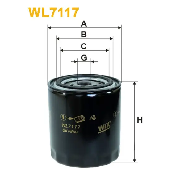 Фільтр оливи J.C.B.; Manitou; New Holland; Daihatsu Delta; Landrover 88/109, 90, Defen Wix Filters (WL7117)