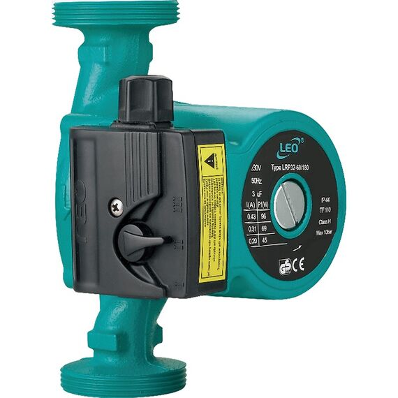 Насос циркуляционный 74Вт Hmax 4м Qmax 55л/мин Ø1½" 180мм+гайки Ø1" LEO 3.0 LRP25-40/180 (774412)
