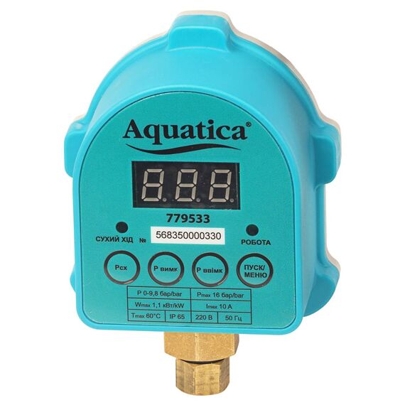 Реле тиску електронне 1.1кВт Ø¼" із захистом сухого ходу AQUATICA (779533)