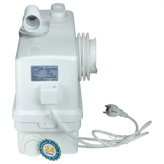 Станція каналізаційна 0.6кВт Hmax 8.5м Qmax 110л/хв 3 входу + фронтальний вхід 90мм LEO 3.0 WC601A (776914), фотография 5