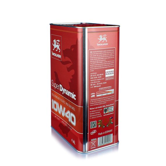 Олива 10W-40 Wolver SUPER DYNAMIC каністра 4л 4005 / 4260360940057, Об'єм, л: 4