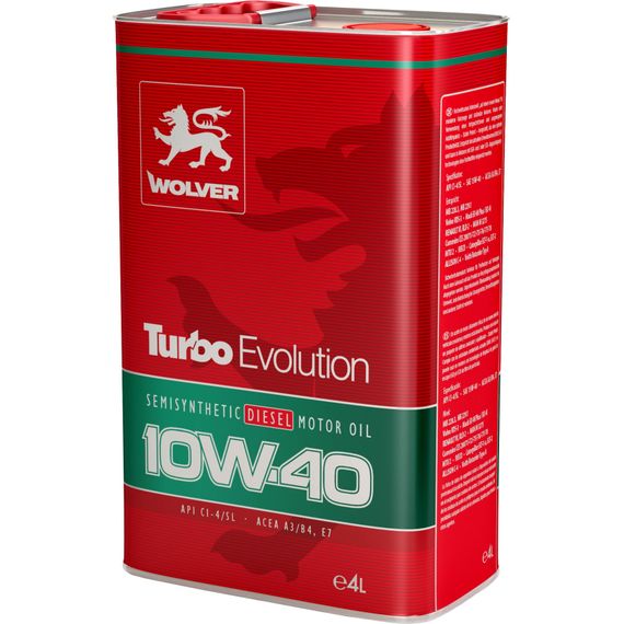 Олива 10W-40 Wolver TURBO EVOLUTION каністра 4л, Об'єм, л: 4