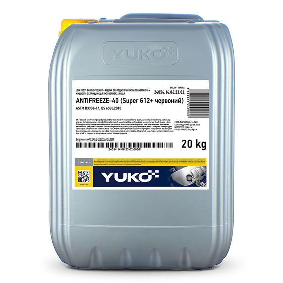 Антифриз Yuko -40 Super G12+ 20 л Червоний 482007024896, Об'єм, л: 20