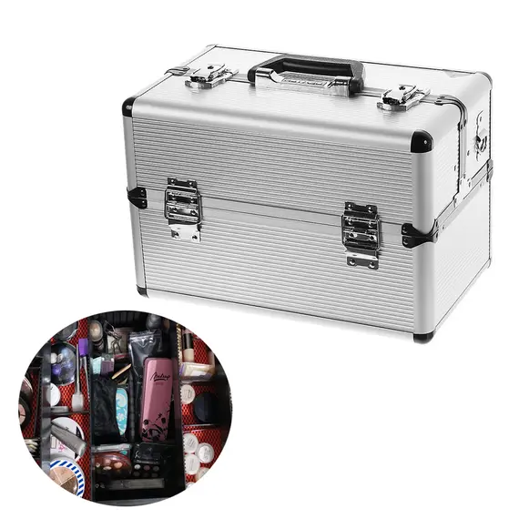 Кейс для косметики Professional Silver органайзер для майстра манікюра візажиста 191953
