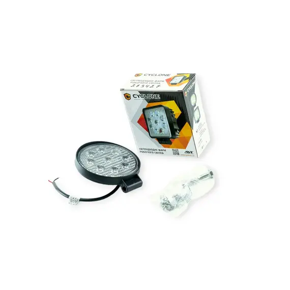 Фара додаткова LED кругла 115х25 (Дм/Ш)/ WL-208 SLIM 27W 6000K EP9 FL ближнє світло CYCLONE WL-208 SLIM 27W EP9 FL