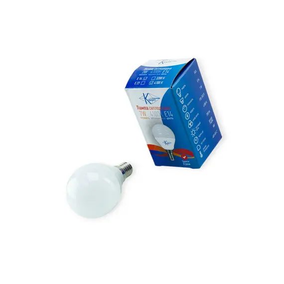 Лампа побутова діодна 220V E14 7W G45 4100K нейтральний білий KVANT 31000800