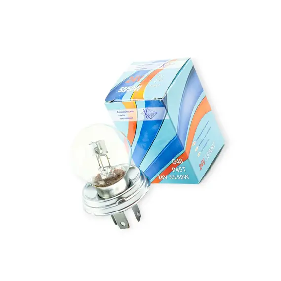 Лампа R2 простая в фару 24V 55-50 W КВАНТ KVANT R2 24V 55-50 W
