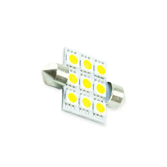 Лампа світлодіодна AC лазер. 12-10 WHITE 9*5050 36мм MEGALIGHT SMD-S8.5-09-5050-36