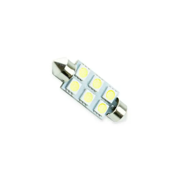 Лампа світлодіодна AC лазер. 12-10 WHITE 6*5050 41мм D1 MEGALIGHT SMD-S8.5(41)-06-5050