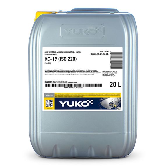Олива компресорна Yuko КС-19 ISO 220 20л (17.5кг) 007824 / 482007024128