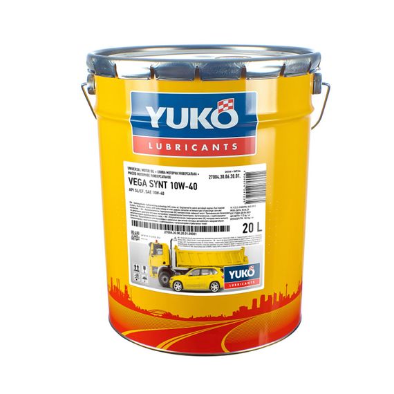 Моторна олива Yuko Vega Synt 10W-40 20л 009786 / 482007024123, Об'єм, л: 20