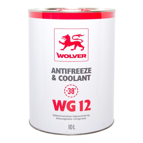 Рідина охолоджуюча WOLVER ANTIFREEZE Universal WG12 10л (-38C) ЧЕРВОНИЙ (банка), Об'єм, л: 10, Колір: Червоний
