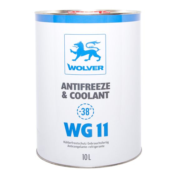 Рідина охолоджуюча WOLVER "NEW" ANTIFREEZE Universal WG11 10л (-38C) СИНІЙ (банка), Об'єм, л: 10, Колір: Синій