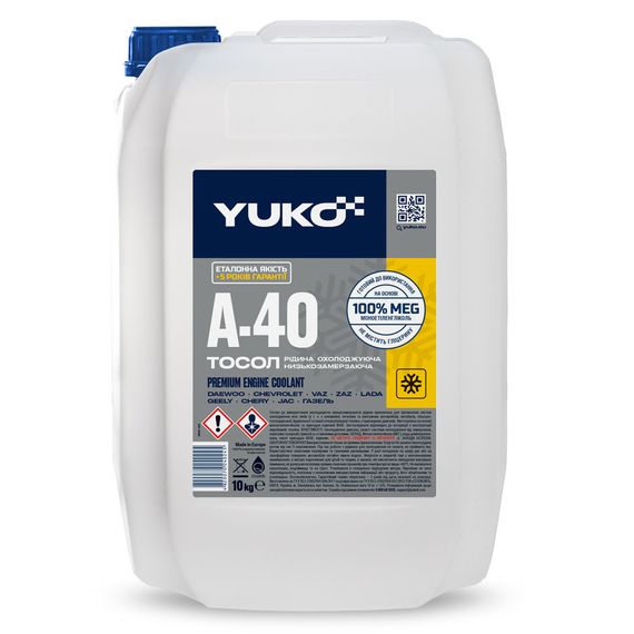 Тосол YUKO А-40 Синий 10л 018969 / 482007024024, Об'єм, л: 10